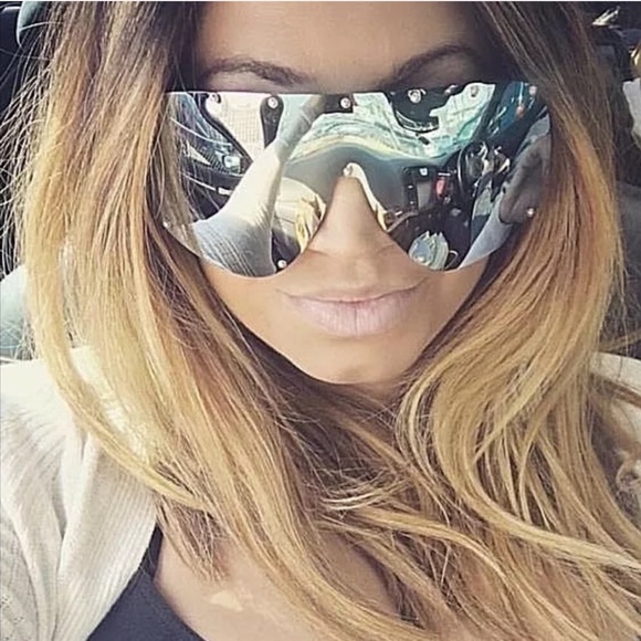 ✨”ROCKSTAR”✨SHIELD SILVER MIRROR SUNGLASSES XL✨ - Picture 2 of 5